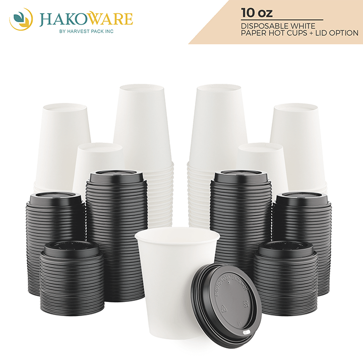 8 oz Brown Rippled Double Wall Paper Cup with Lid Set — HAKOWARE